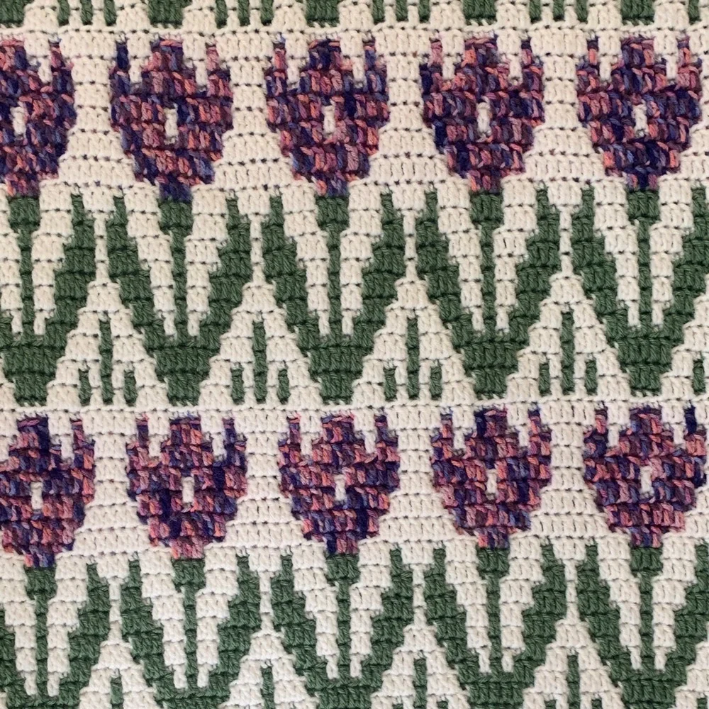 Handcrafted Mosaic Crochet Tulip Blanket